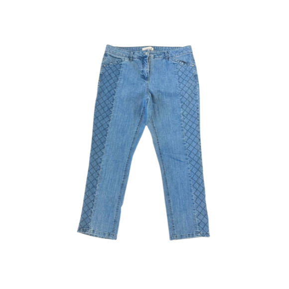 Collection L Jeans Straight Embroidered Stretch High Rise Denim Blue Women’s 14 - Picture 1 of 8